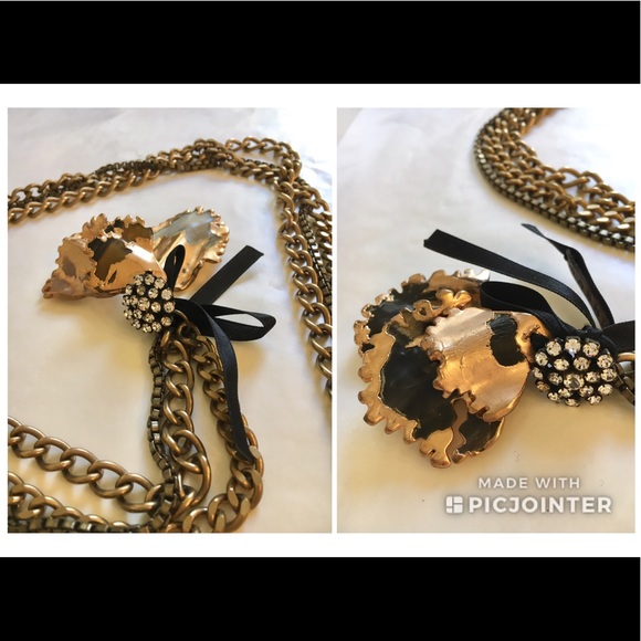 💍SOLD💍 Marni Horn Encrusted Brass Chain Necklace - Picture 6 of 6